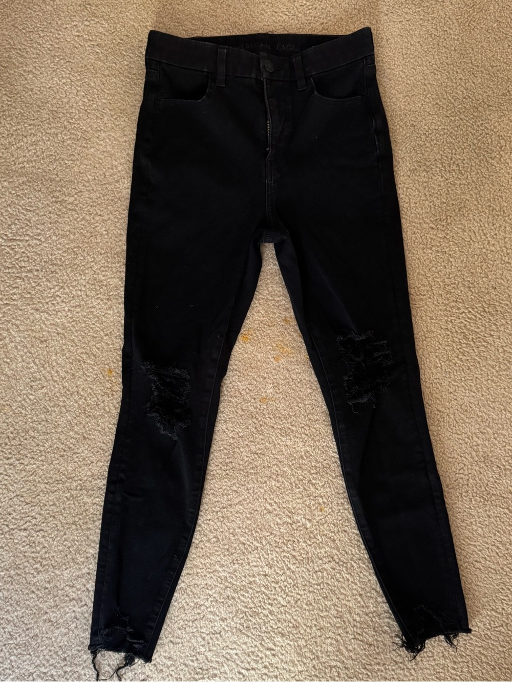 American Eagle Outfitters Black Distressed High-Rise Skinny Jeans